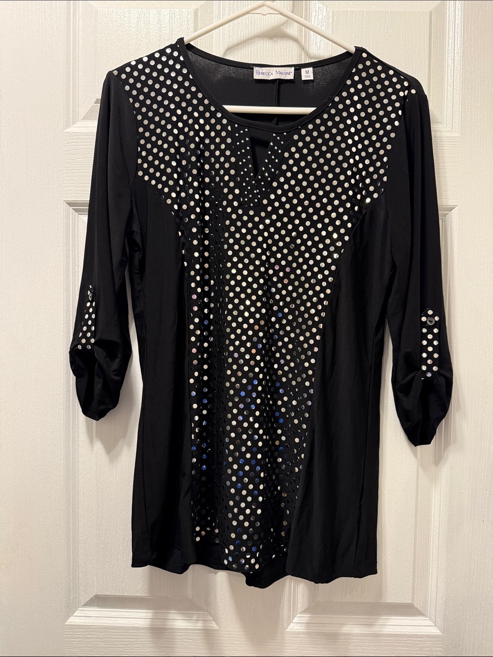 Rebecca Malone Black Long Sleeve Top with Silver Studs